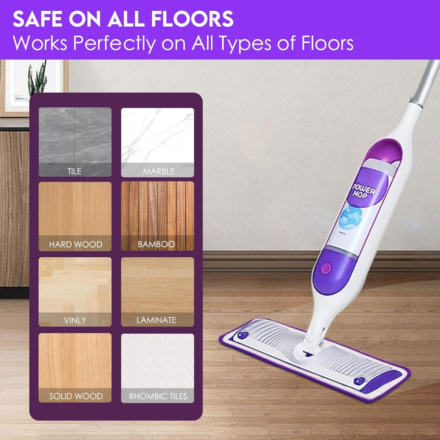 Reusable Power Mop Refill Pads for Swiffer Power Mop Starter Kit - Swifter Powermop Pads Refills - V1258-DP02-E-155