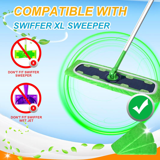Reusable Microfiber Mop Pads for Swiffer - XL Dry Sweeping Cloths & Wet Pads Refills - Heavy Duty Mopping V1258-DP02-E-156