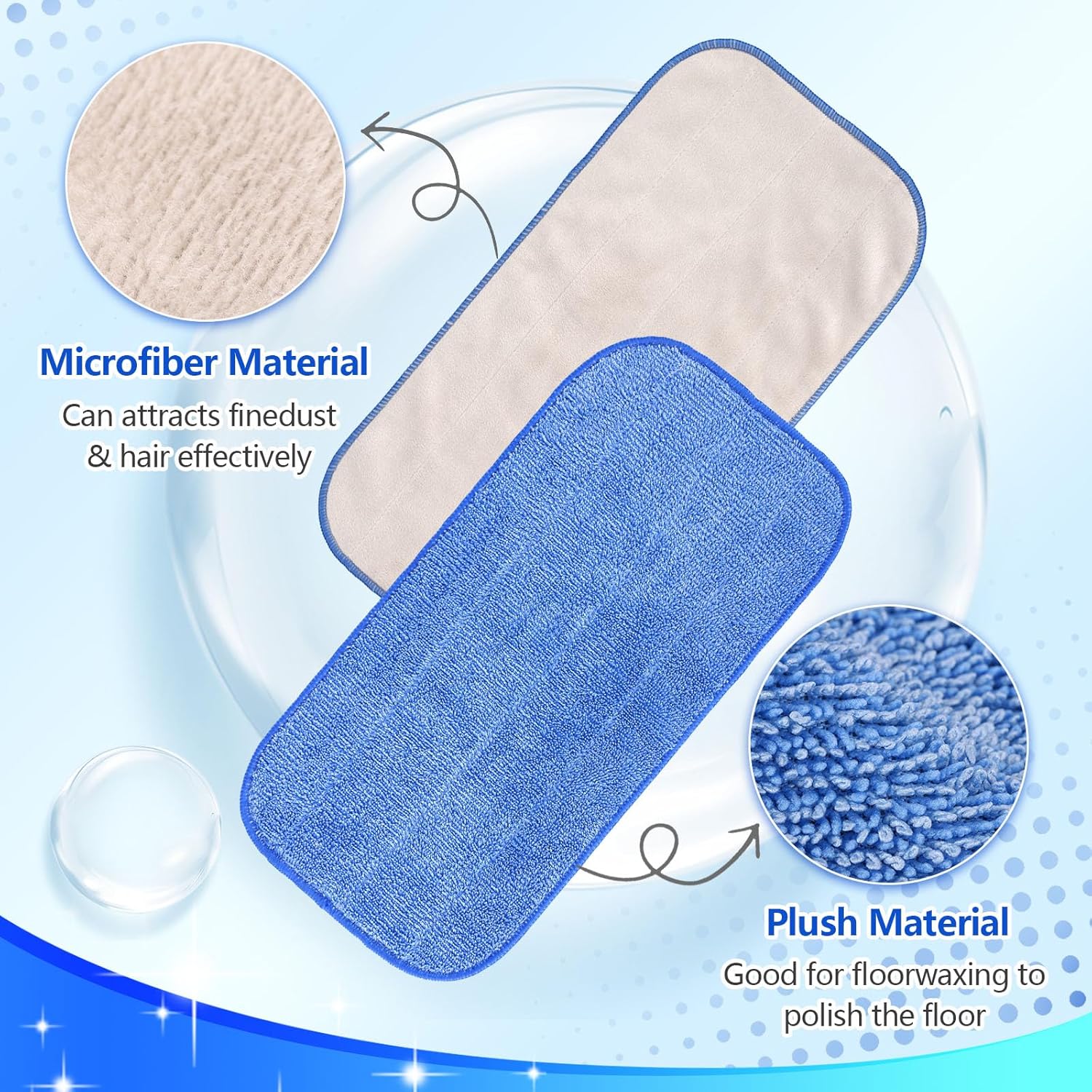 Microfiber Cleaning Cloth Compatible with MR SIGA Professional Microfiber Mop - Professional Reusable Flat V1258-DP02-E-157