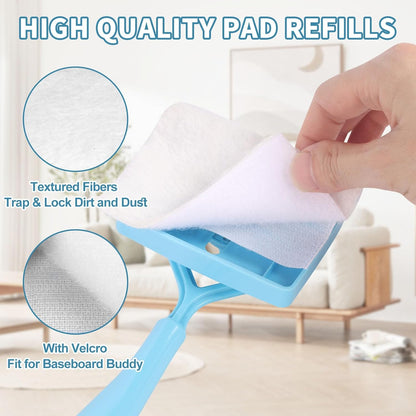10 Pack Reusable Pad Refills Compatible with Baseboard Cleaner Tool - Microfiber Replacement Pads for Wet & V1258-DP02-E-158
