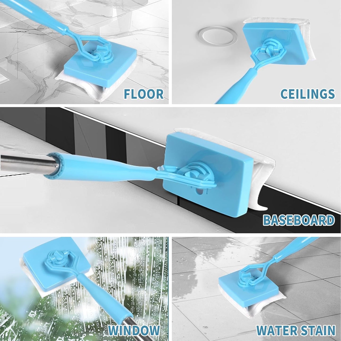 10 Pack Reusable Pad Refills Compatible with Baseboard Cleaner Tool - Microfiber Replacement Pads for Wet & V1258-DP02-E-158