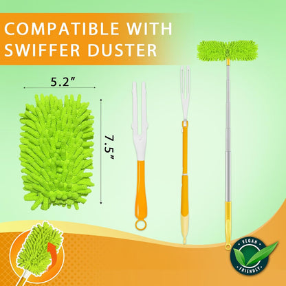 Reusable Duster Refill Compatible with Swiffer Hand Duster - Microfiber Ceiling Fan Duster for Swiffer V1258-DP02-E-159