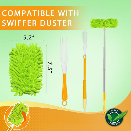 Reusable Duster Refill Compatible with Swiffer Hand Duster - Microfiber Ceiling Fan Duster for Swiffer V1258-DP02-E-159