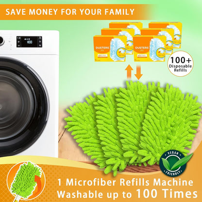 Reusable Duster Refill Compatible with Swiffer Hand Duster - Microfiber Ceiling Fan Duster for Swiffer V1258-DP02-E-159