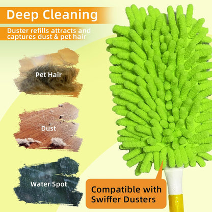 Reusable Duster Refill Compatible with Swiffer Hand Duster - Microfiber Ceiling Fan Duster for Swiffer V1258-DP02-E-159
