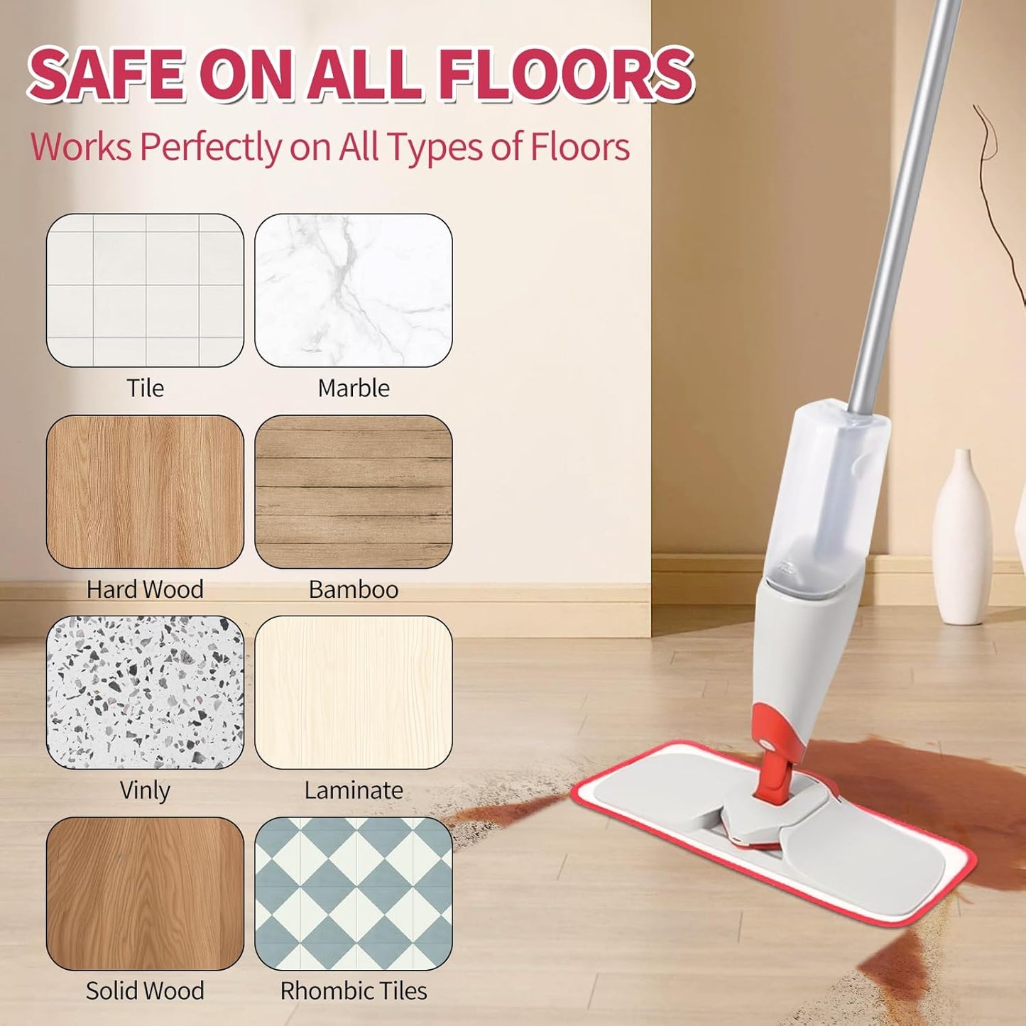 Mop Replacement Pads Compatible with OXO Good Grips Spray Mop - Reusable Microfiber Pad Refill for Floor V1258-DP02-E-161