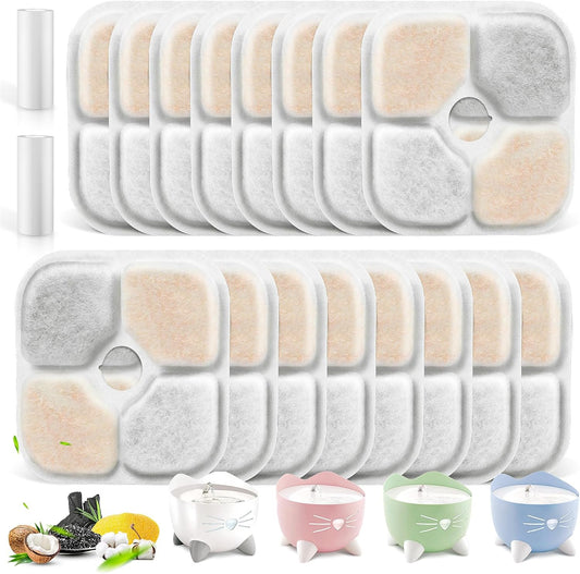 16 Pack Pet Fountain Filters for Catit PIXI Cat Drinking Fountain, Replacement Triple Action Water Filter V1258-DP02-E-162