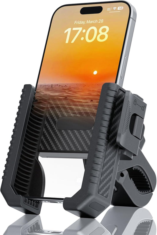 Bike Phone Mount, Motorcycle Phone Holder with Not Block Camera, Motorcycle Handlebar Cell Phone Clamp for V1258-DP02-E-169
