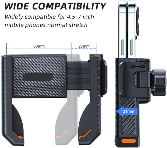 Bike Phone Mount, Motorcycle Phone Holder with Not Block Camera, Motorcycle Handlebar Cell Phone Clamp for V1258-DP02-E-169