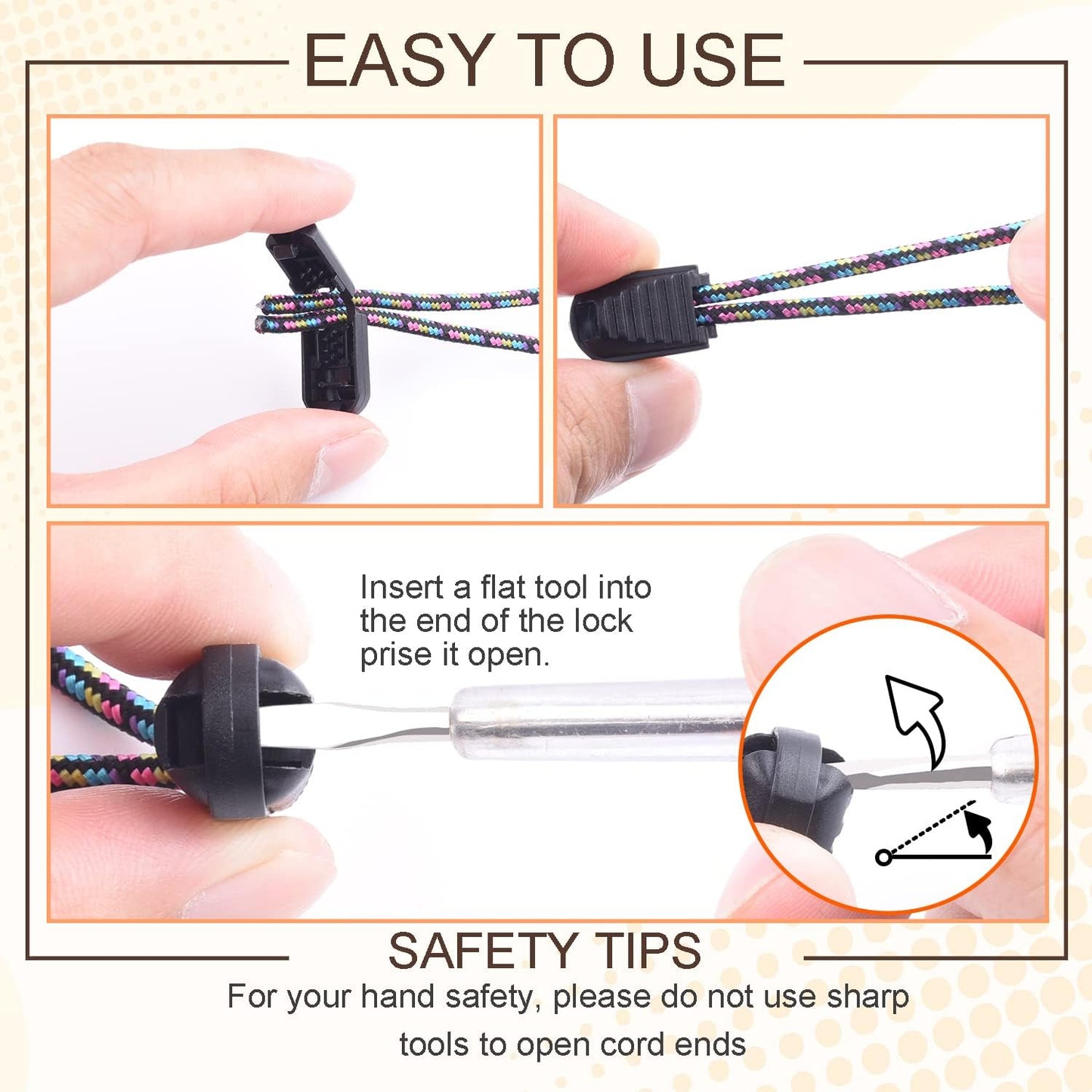25 Pack Zipper Pull Tabs Cord Ends Tips Shoe Lace End Clips Cord Lock for Paracord Molle Backpack Quick No V1258-DP02-E-17