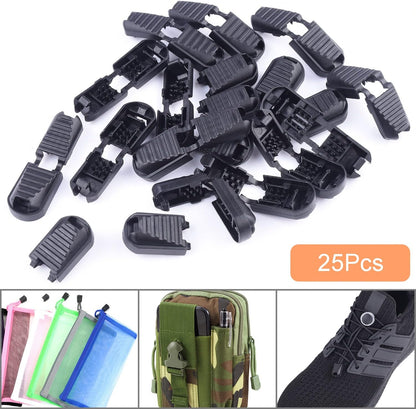 25 Pack Zipper Pull Tabs Cord Ends Tips Shoe Lace End Clips Cord Lock for Paracord Molle Backpack Quick No V1258-DP02-E-17