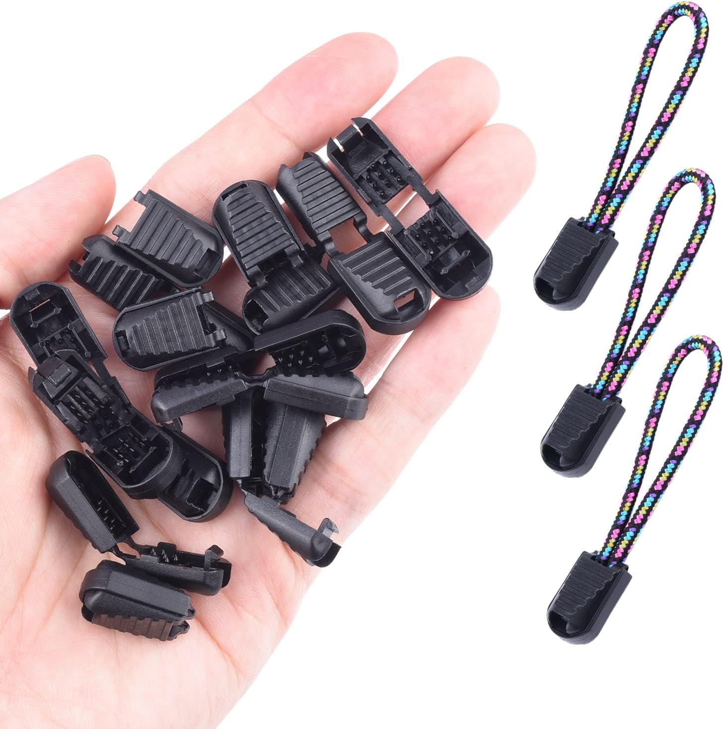25 Pack Zipper Pull Tabs Cord Ends Tips Shoe Lace End Clips Cord Lock for Paracord Molle Backpack Quick No V1258-DP02-E-17
