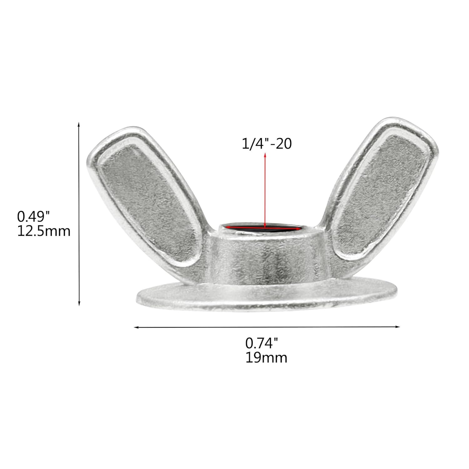Xadnitu 50 Pieces 1/4''-20 Washered Wing Nut, Zinc Plated Hurricane Hardware Butterfly Nuts with Washer for V1258-DP02-E-175
