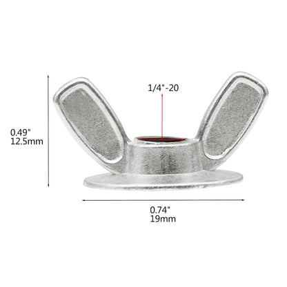 Xadnitu 50 Pieces 1/4''-20 Washered Wing Nut, Zinc Plated Hurricane Hardware Butterfly Nuts with Washer for V1258-DP02-E-175