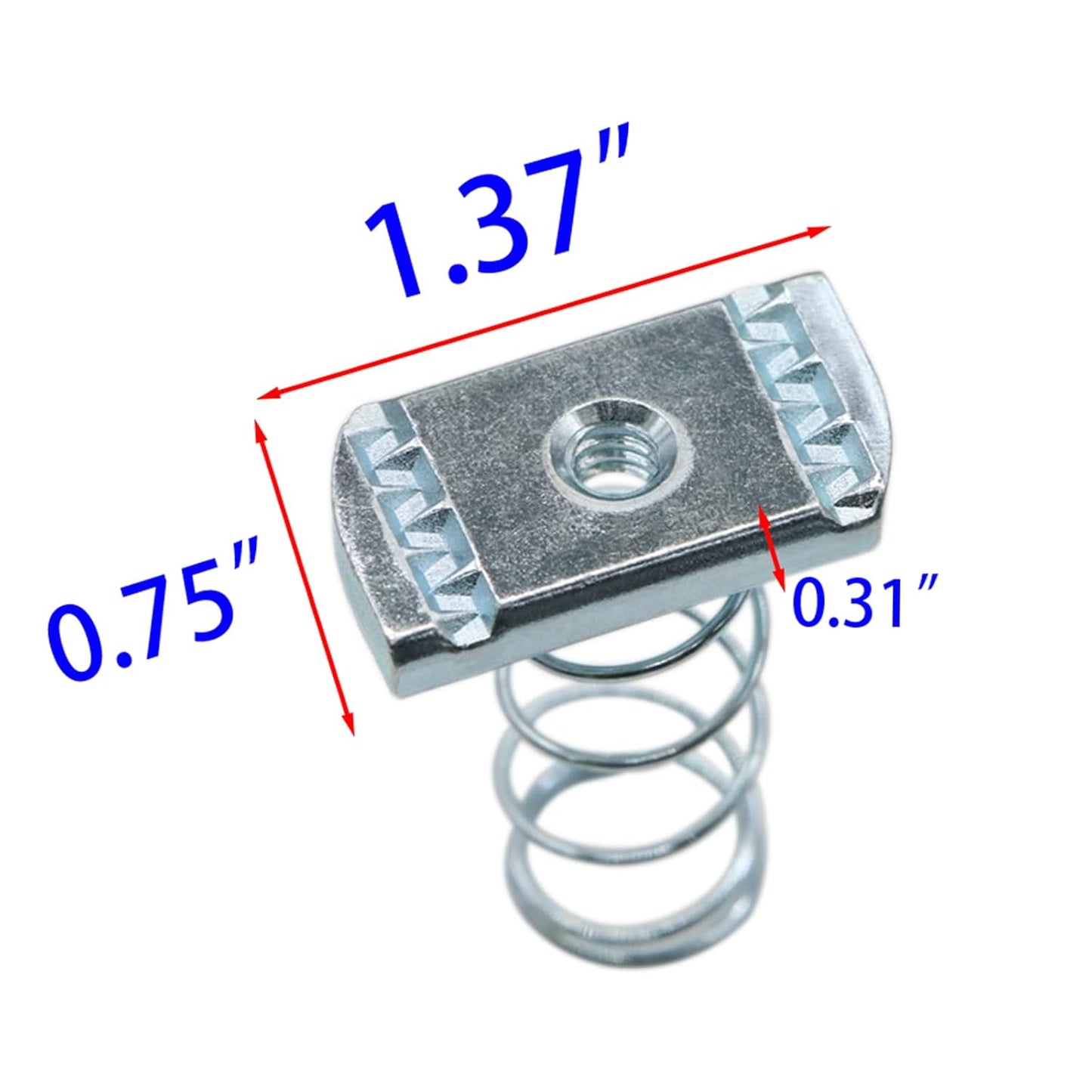 Strut Channel Nuts, 1/4"-20 Spring Channel Nut with Zinc Electroplate Finish, Long Spring Nuts Great for Use V1258-DP02-E-177
