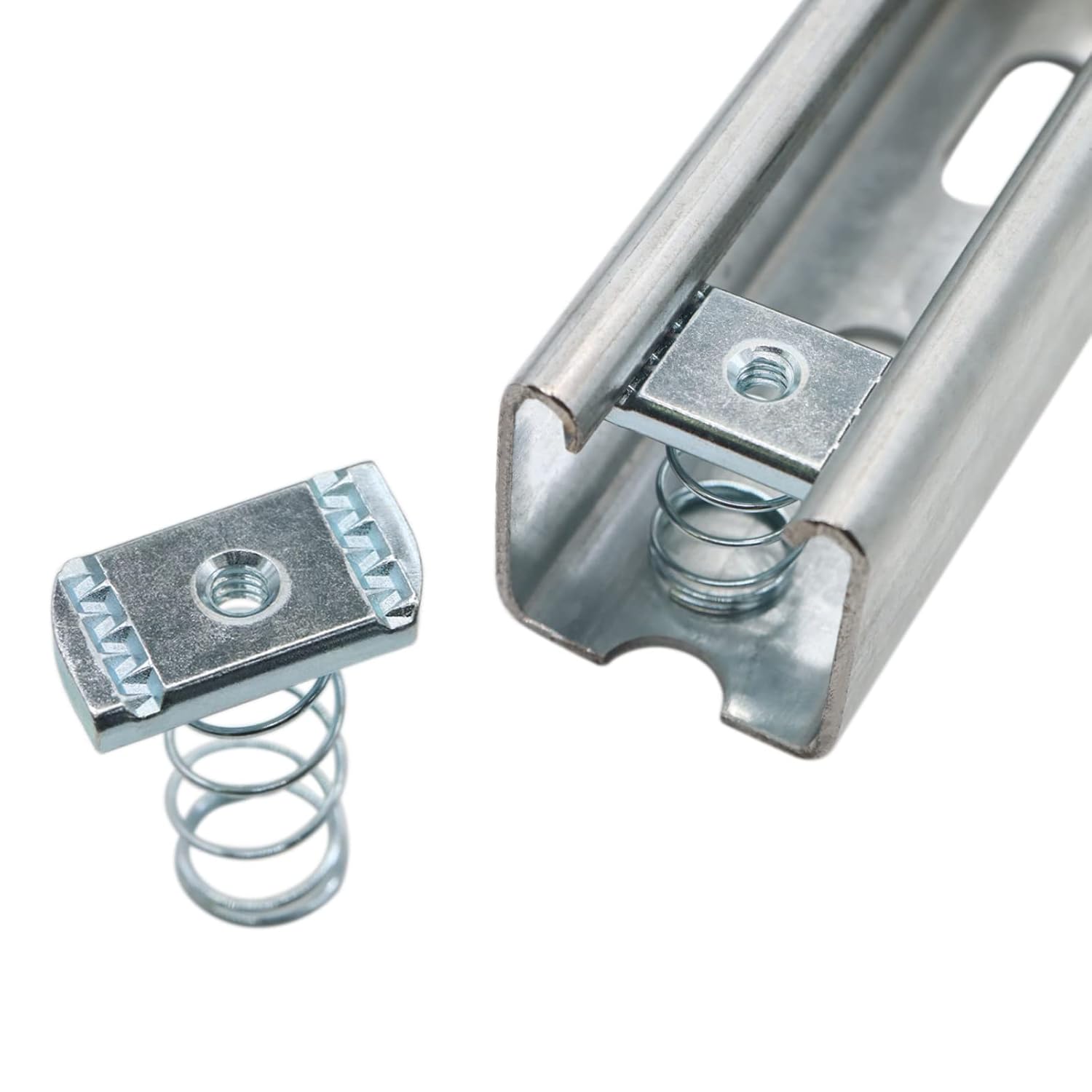 Strut Channel Nuts, 1/4"-20 Spring Channel Nut with Zinc Electroplate Finish, Long Spring Nuts Great for Use V1258-DP02-E-177