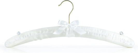Hangerworld White 17inch Satin Padded Top Garment Wedding Clothes Coat Hangers with Buttons V1258-DP02-E-183