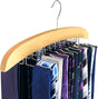 HANGERWORLD Hanging Tie Holder Organizer Rack - Premium Wooden Tie Hanger with 24 Folding Accessory Hooks for V1258-DP02-E-184