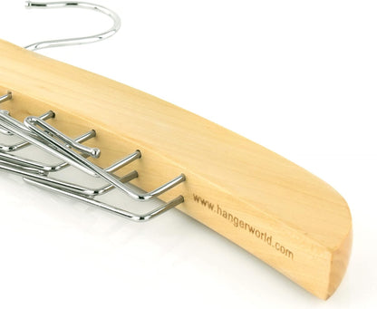 HANGERWORLD Hanging Tie Holder Organizer Rack - Premium Wooden Tie Hanger with 24 Folding Accessory Hooks for V1258-DP02-E-184