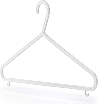 HANGERWORLD White Plastic Hangers 10 Pack - 14inch No Shoulder Bump, Slim Space-Saving Hanger V1258-DP02-E-186
