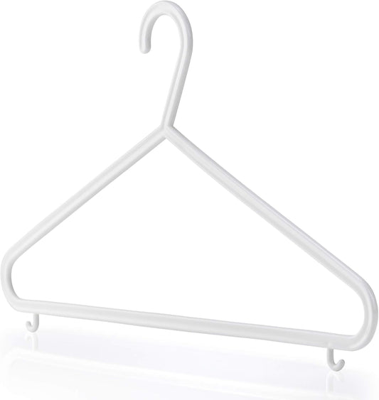 HANGERWORLD White Plastic Hangers 10 Pack - 14inch No Shoulder Bump, Slim Space-Saving Hanger V1258-DP02-E-186