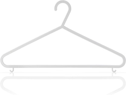 HANGERWORLD White Plastic Hangers 10 Pack - 14inch No Shoulder Bump, Slim Space-Saving Hanger V1258-DP02-E-186
