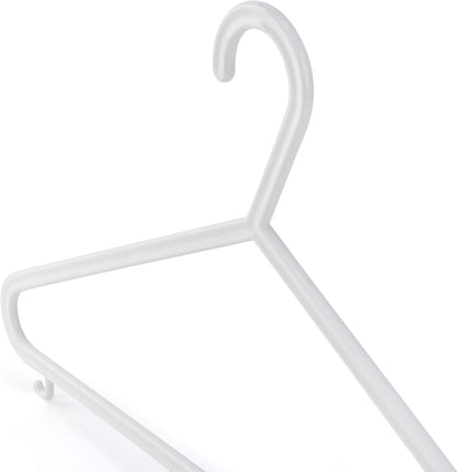 HANGERWORLD White Plastic Hangers 10 Pack - 14inch No Shoulder Bump, Slim Space-Saving Hanger V1258-DP02-E-186