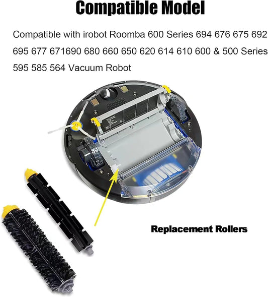 Replacement Brush Rollers for irobot Roomba 600 Series 694 676 675 692 695 677 671 690 680 660 650 620 614 V1258-DP02-E-187