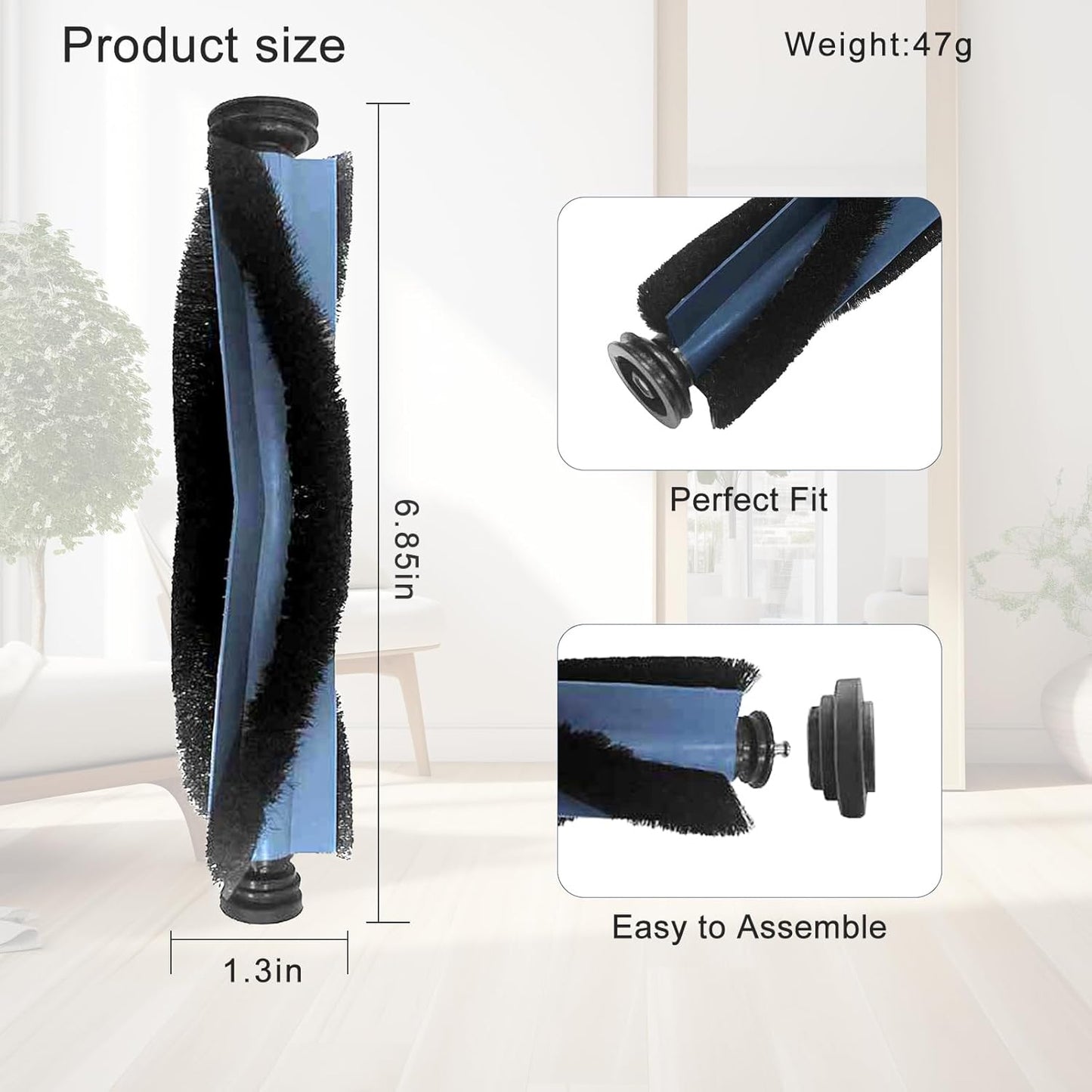 Replacement Parts Roller Brush for eufy X10 Pro Omni Main Brush Robot Vacuum Cleaner-2 Pack V1258-DP02-E-189