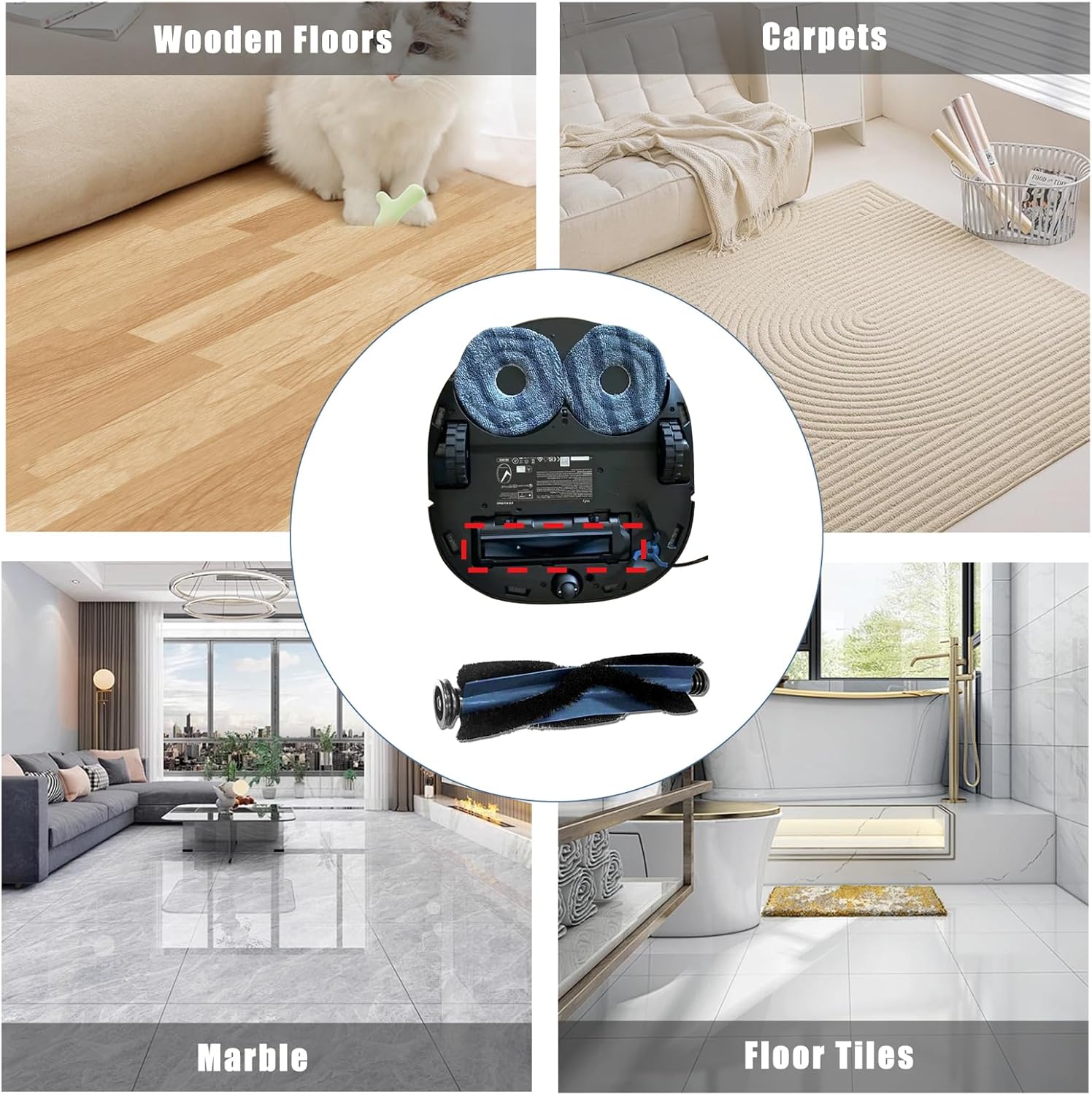 Replacement Parts Roller Brush for eufy X10 Pro Omni Main Brush Robot Vacuum Cleaner-2 Pack V1258-DP02-E-189