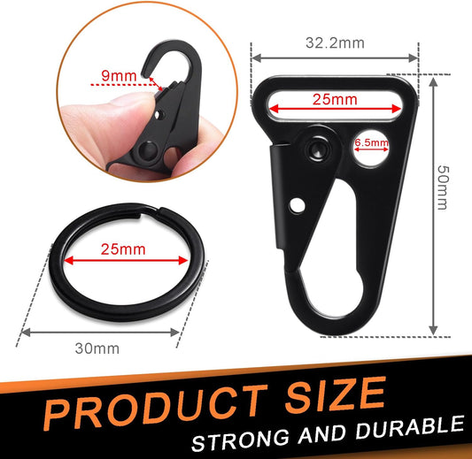 CooBigo 12 Sets Tactical Snap Hook 1-inch Car Keys Chain Clip Heavy Duty Keychain Attachments for Paracord V1258-DP02-E-19