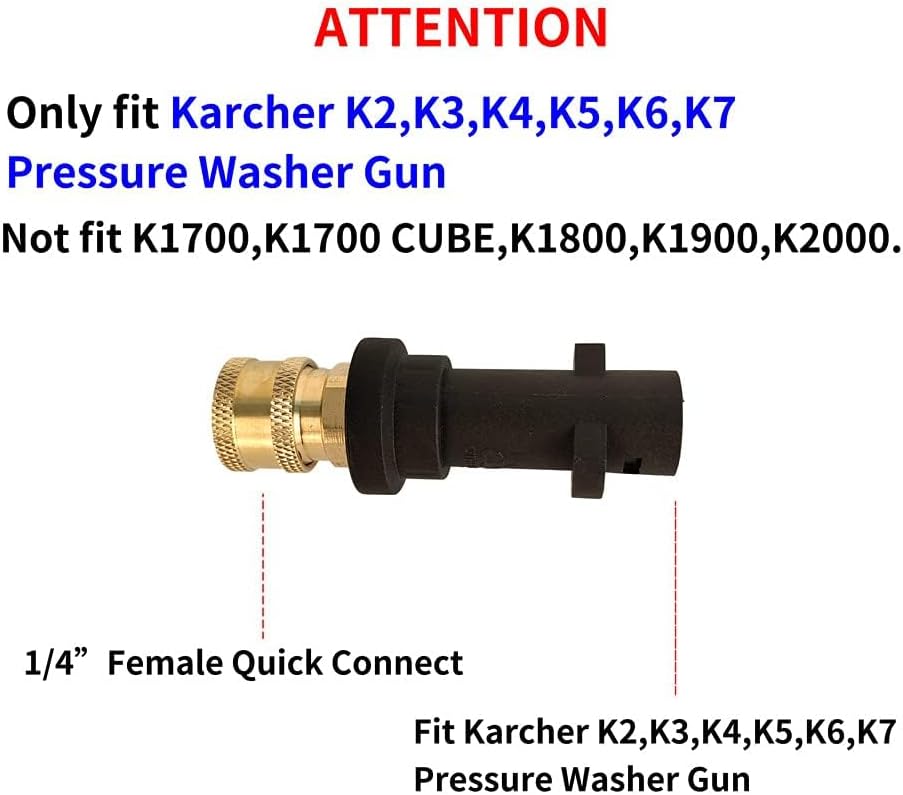 High Pressure Washer Gun Adapter 1/4" Spray Nozzle Tips Sets Brass Female Quick Connector for Karcher k2 k3 V1258-DP02-E-192