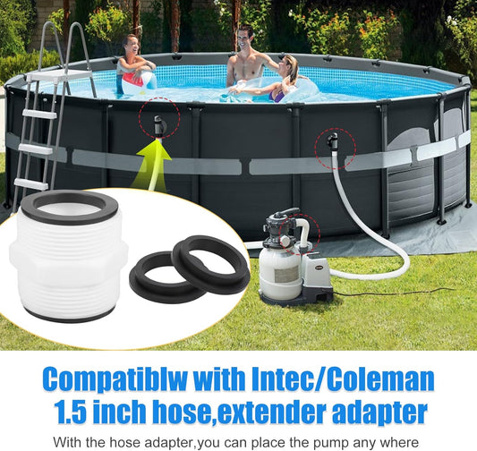 Pool Hose Connector for Intex Coleman Swimming Pool Pump Hose Extender Adapter with 11228 11412 L-Shape V1258-DP02-E-197