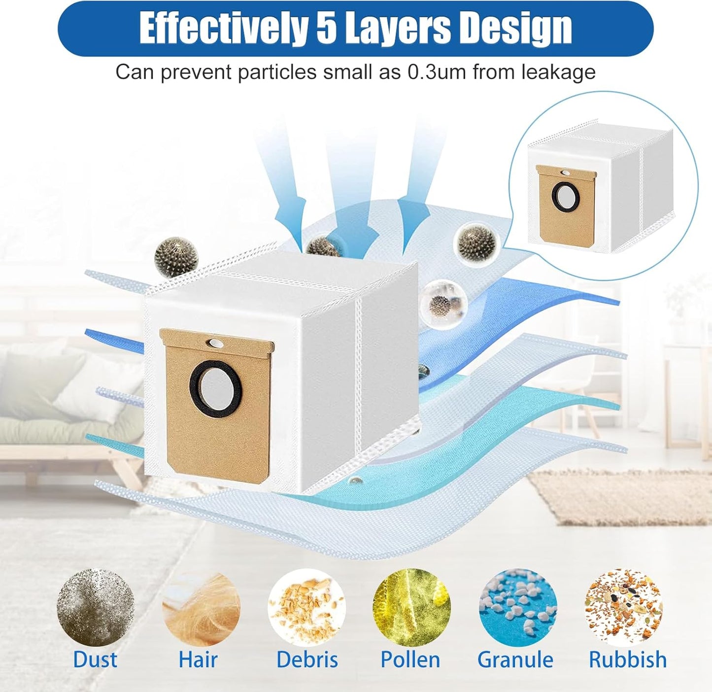 12 Pack Replacement Vacuum Dust Bags for Eufy L50 SES & L60 SES Self-Empty Station - 3.5L Large Capacity V1258-DP02-E-198