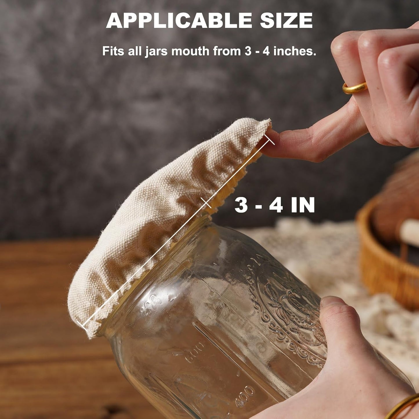 Cloth Covers for Sourdough Starter Jars Or Kombucha Kefir Fermentation Cheese Fabric Lids, Fit Jars Mouth V1258-DP02-E-203