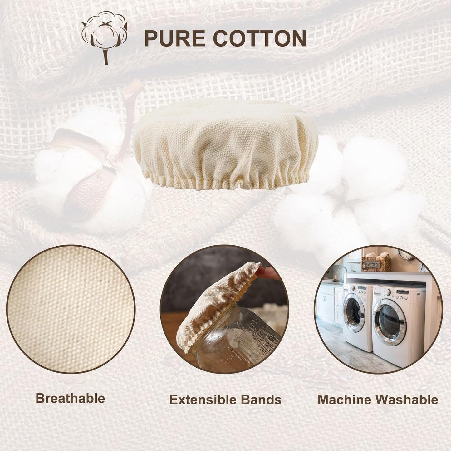 Cloth Covers for Sourdough Starter Jars Or Kombucha Kefir Fermentation Cheese Fabric Lids, Fit Jars Mouth V1258-DP02-E-203