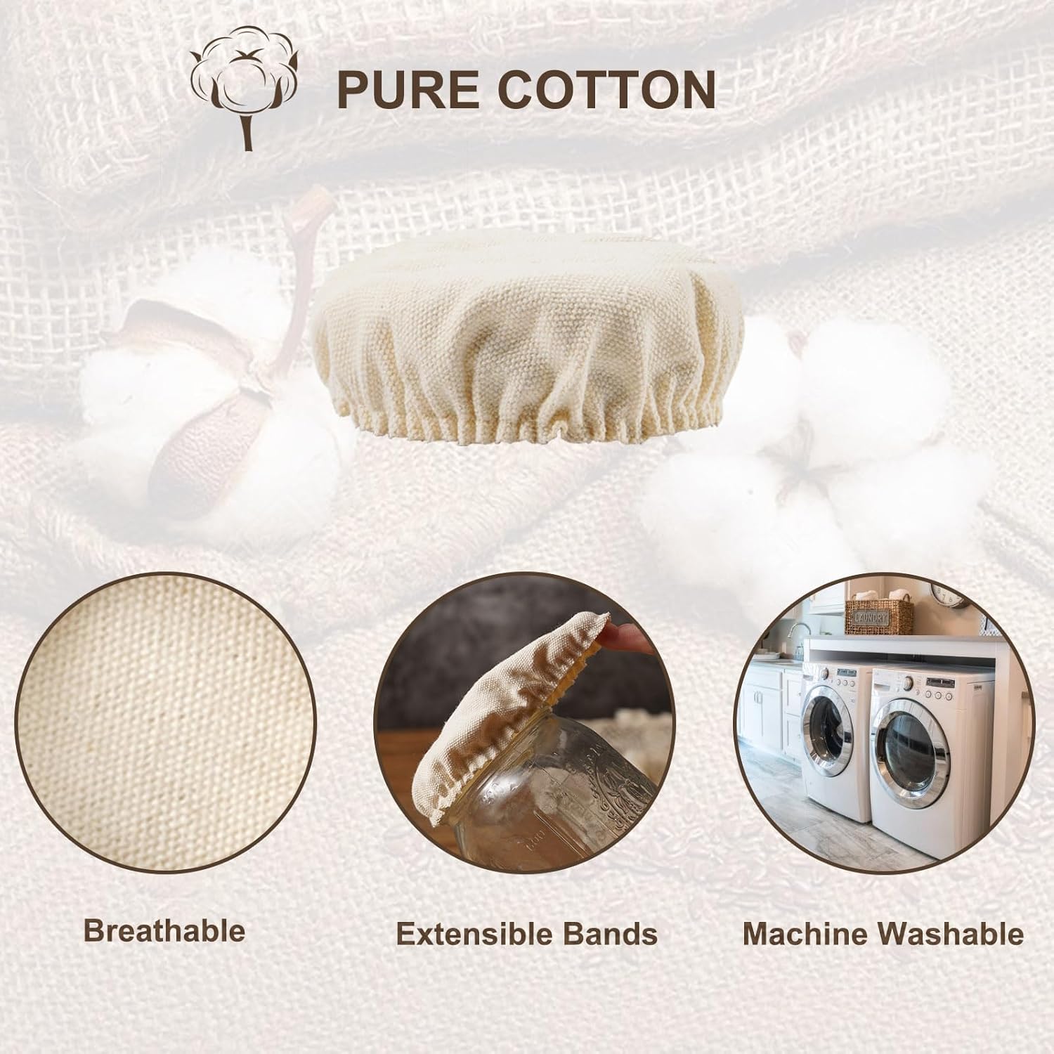 Cloth Covers for Sourdough Starter Jars Or Kombucha Kefir Fermentation Cheese Fabric Lids, Fit Jars Mouth V1258-DP02-E-203