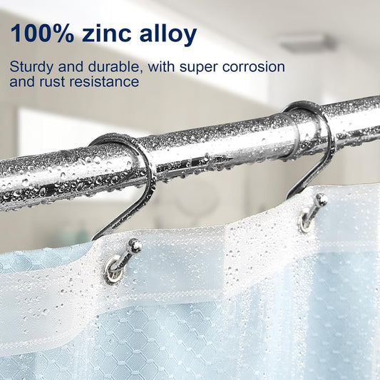 Metal Shower Curtain Hooks, Set of 12, Rt Proof Shower Curtain Hooks Rings, Durable S Shaped Hooks Hangers V1258-DP02-E-205