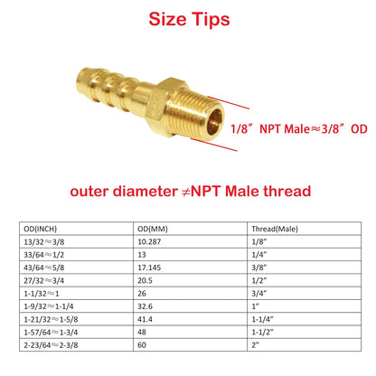 5 Pcs Hose Barb Fittings 1/8" Barb to 1/8" NPT Male Thread Brass Metals Adapter Connector V1258-DP02-E-206