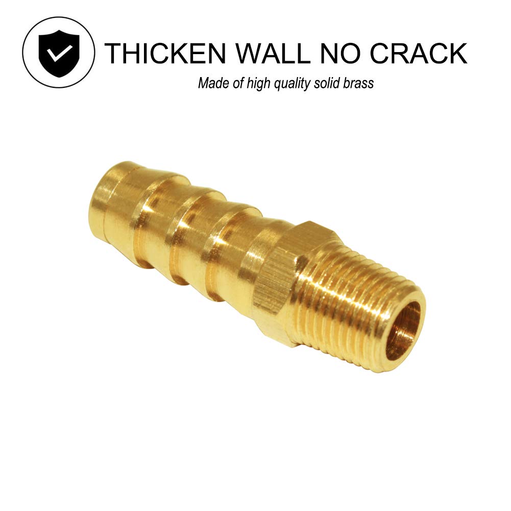 5 Pcs Hose Barb Fittings 1/8" Barb to 1/8" NPT Male Thread Brass Metals Adapter Connector V1258-DP02-E-206