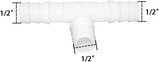 Plastic 1/2" ID Hose Barb Fittings, Equal Barbed Tee Pipe Connectors 3 Way Joint Splicer Mender Union Adapter V1258-DP02-E-208