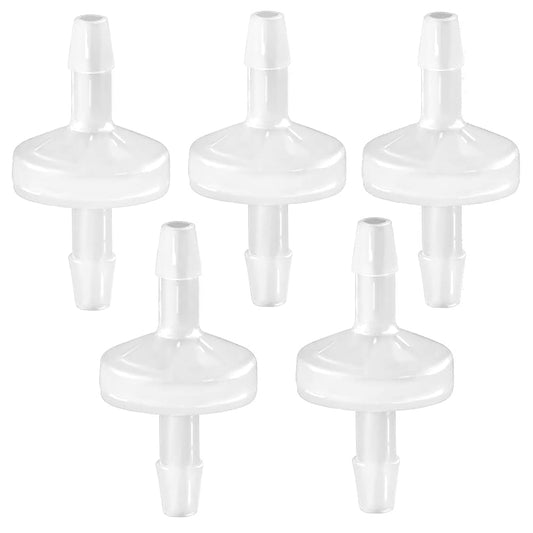 5 Packs Check Valve 1/8"(3MM) One-Way PVDF Plastic Hose Barb for Liquid Air V1258-DP02-E-209