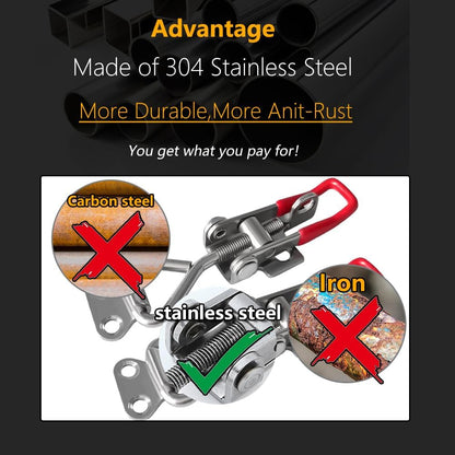 Toggle Latch Clamp 4001 with Lock Hole, 304 Stainless Steel Adjtable Heavy Duty Pull Hasp Latches For Smoker V1258-DP02-E-212