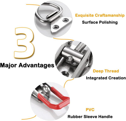 Toggle Latch Clamp 4001 with Lock Hole, 304 Stainless Steel Adjtable Heavy Duty Pull Hasp Latches For Smoker V1258-DP02-E-212