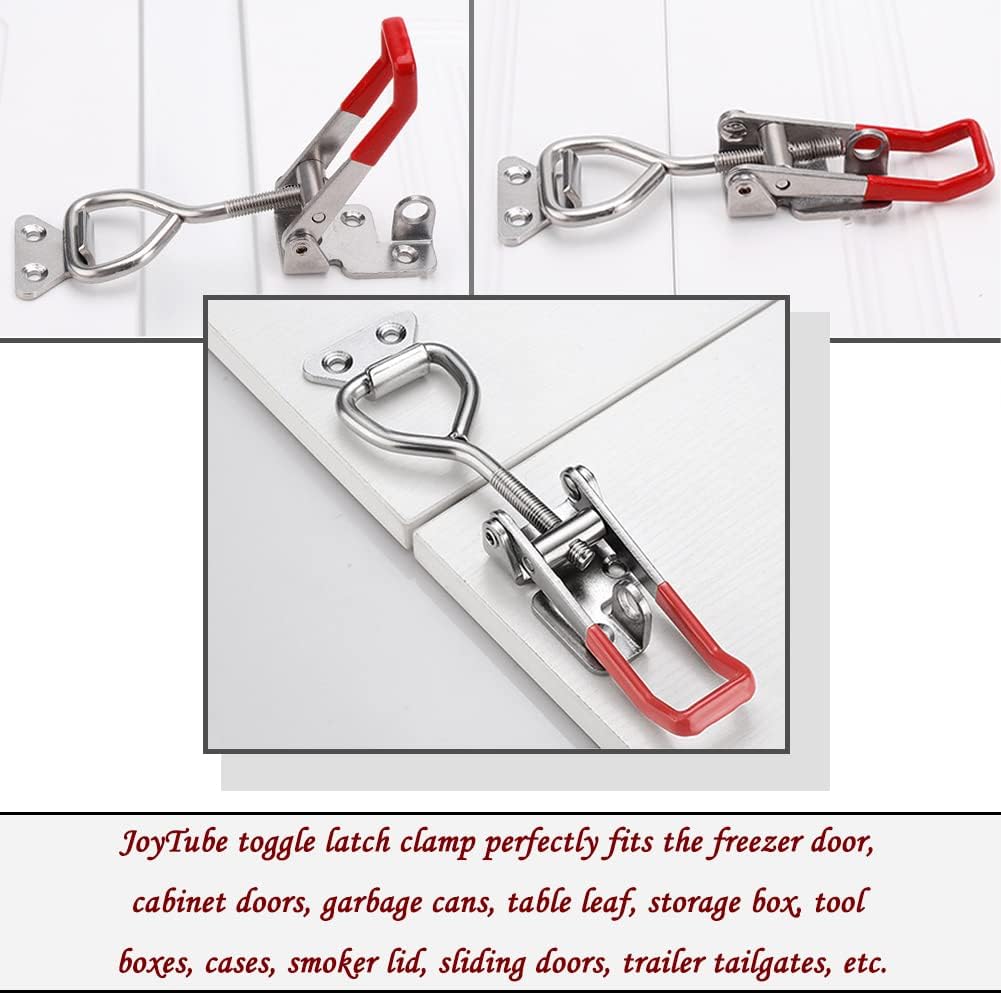 Toggle Latch Clamp 4001 with Lock Hole, 304 Stainless Steel Adjtable Heavy Duty Pull Hasp Latches For Smoker V1258-DP02-E-212