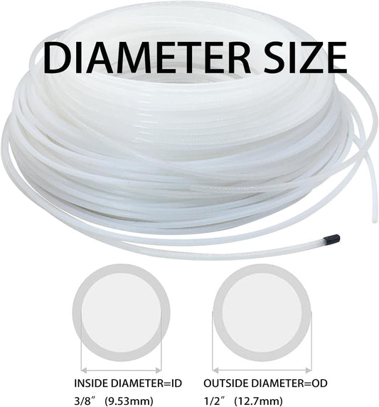 PE Tubing 3/8" ID x1/2" OD, Food Grade Polyethylene Tube Translucent hose for Reverse Osmosis Systems & V1258-DP02-E-217