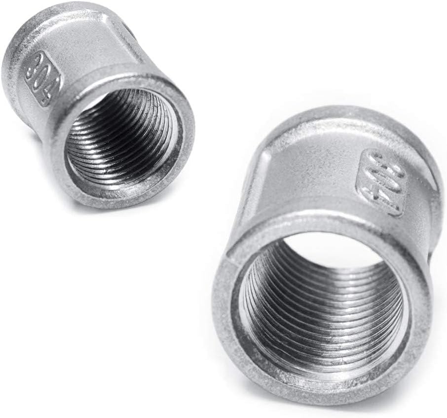 3/4" Female NPT Coupling, 1-1/2" Length Stainless Steel Coupler Cast Pipe Fitting(Pack of 2) V1258-DP02-E-218