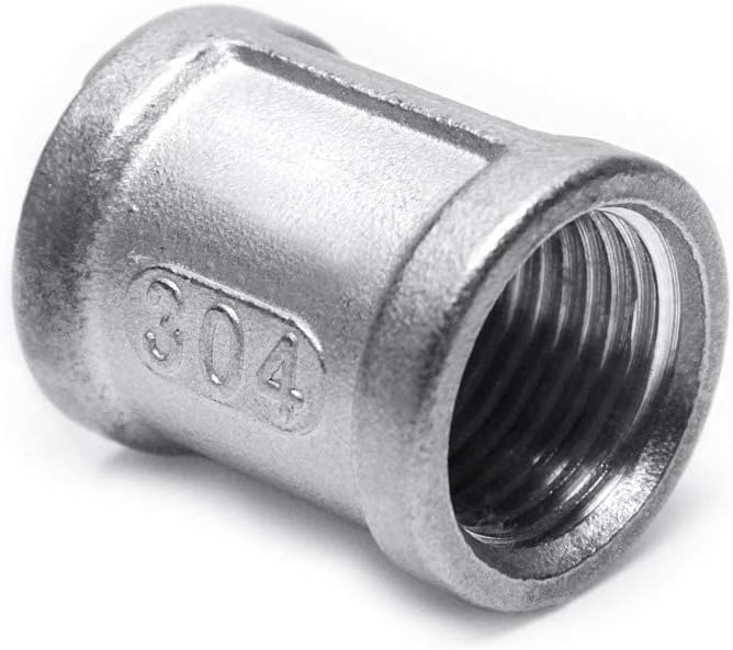 3/4" Female NPT Coupling, 1-1/2" Length Stainless Steel Coupler Cast Pipe Fitting(Pack of 2) V1258-DP02-E-218