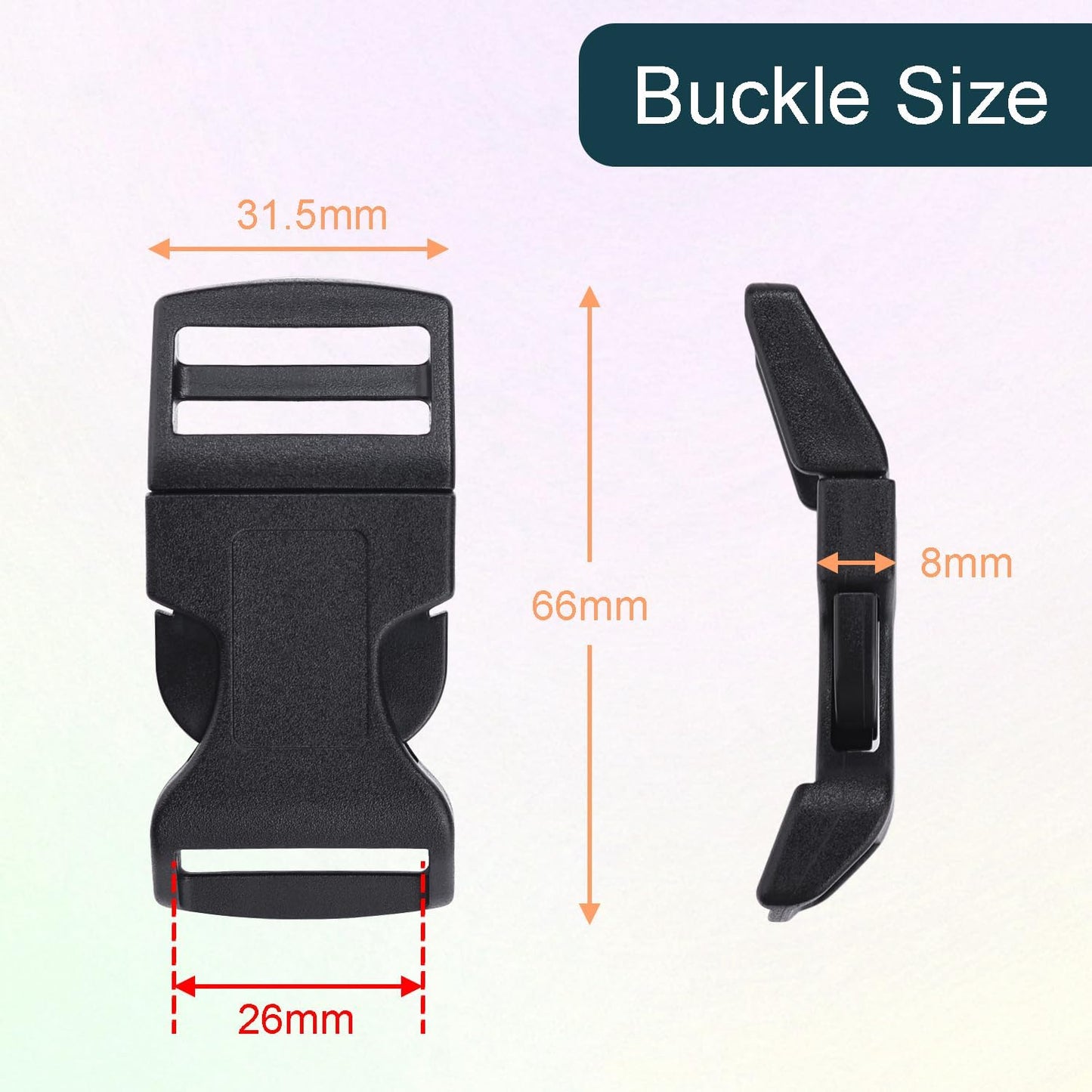 CooBigo 10Pack 1"(26mm) Contoured Plastic Side Release Buckles, Paracord Buckles for Backpack Straps Paracord V1258-DP02-E-22