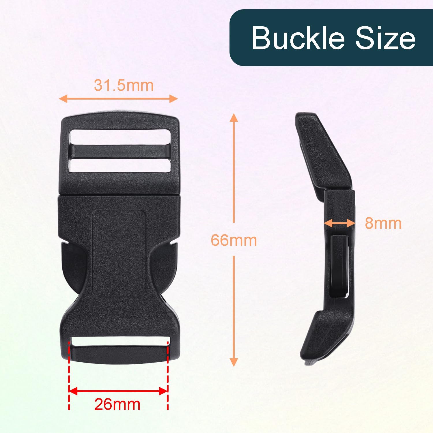 CooBigo 10Pack 1"(26mm) Contoured Plastic Side Release Buckles, Paracord Buckles for Backpack Straps Paracord V1258-DP02-E-22